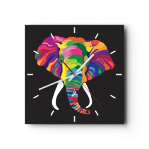 Orologio da parete - Orologio in Vetro - L'elefante che faceva il bagno nell'arcobaleno - 40x40 cm