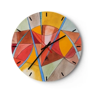 Orologio da parete - Orologio in Vetro - Motivi geometrici astratti in colori vivaci - 30x30cm - Carosello, carosello dei sogni - Decorazione murale moderna per soggiorno, cucina e camera da letto ARTTOR