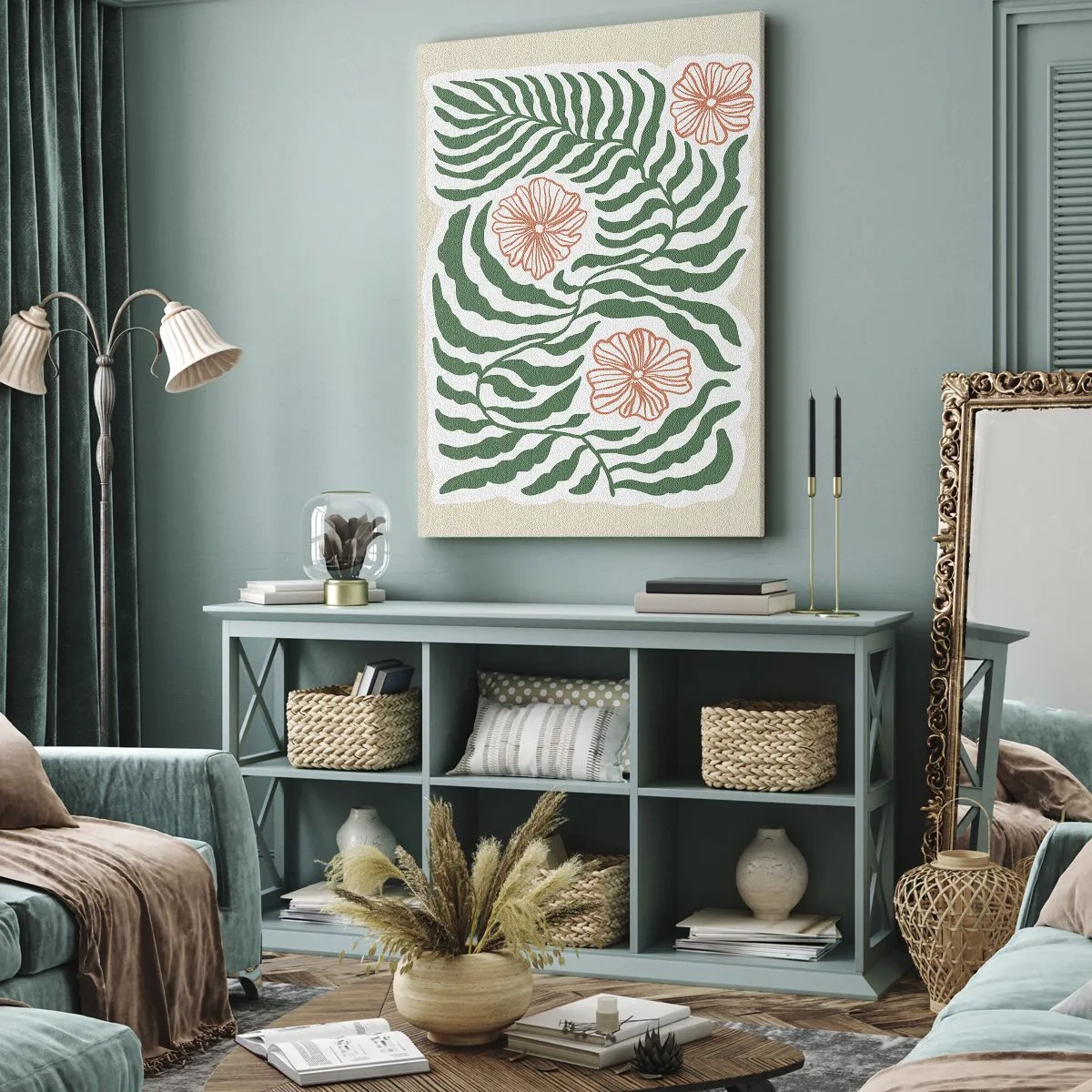 Quadro su tela - Stampe su Tela - Fioritura nel verde - 45x80 cm