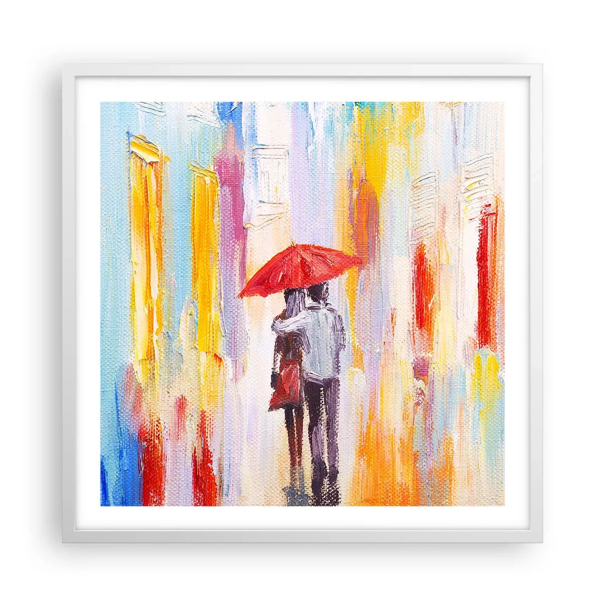 Poster in cornice bianca - Che piova ancora - 60x60 cm