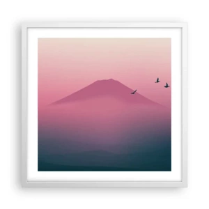 Poster in cornice bianca - Viandanti sopra le nuvole - 50x50 cm