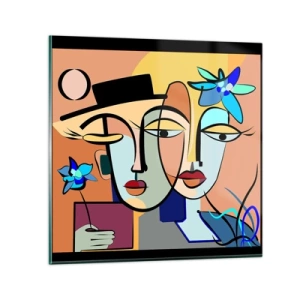 Quadro su vetro - Appuntamento in stile Picasso - 30x30 cm