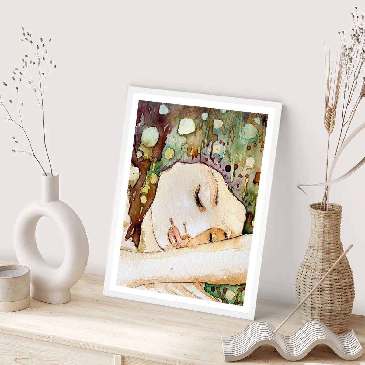 Poster in cornice bianca - Sogno smeraldo e viola - 61x91 cm