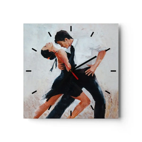 Orologio da parete - Orologio in Vetro - Una coppia che balla in uno scatto elegante e sensuale - 30x30cm - Il tango dei miei sogni - Decorazione murale moderna per soggiorno e camera da letto ARTTOR