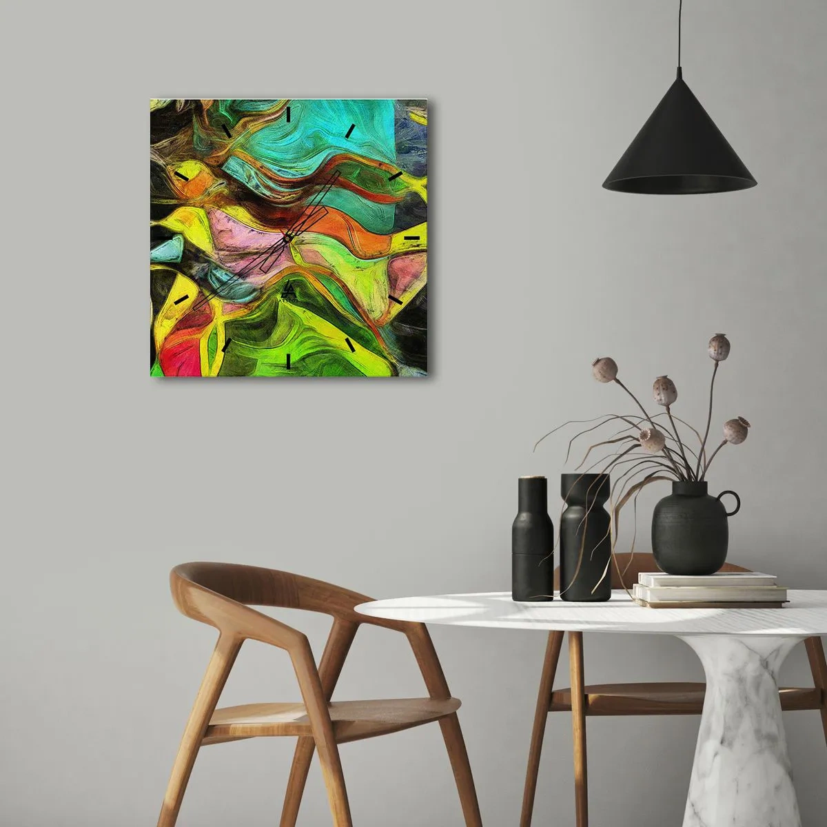 Orologio da parete - Orologio in Vetro - Il movimento è vita - 30x30 cm