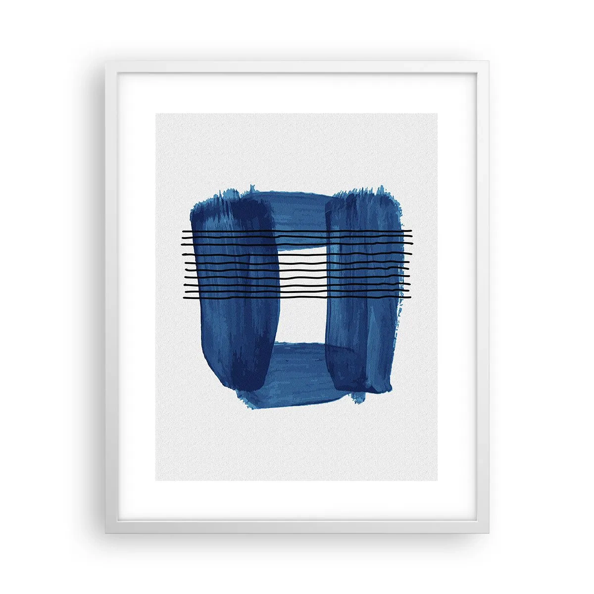 Poster in cornice bianca - Composizione blu e nera - 40x50 cm