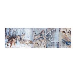 Campione di Fotomurale Premium Sand - Attenzione! In arrivo... - Animali, Lupi, foresta - 100x30 cm