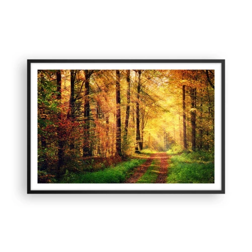 Poster in cornice nera - Il silenzio d'oro del bosco - 91x61 cm