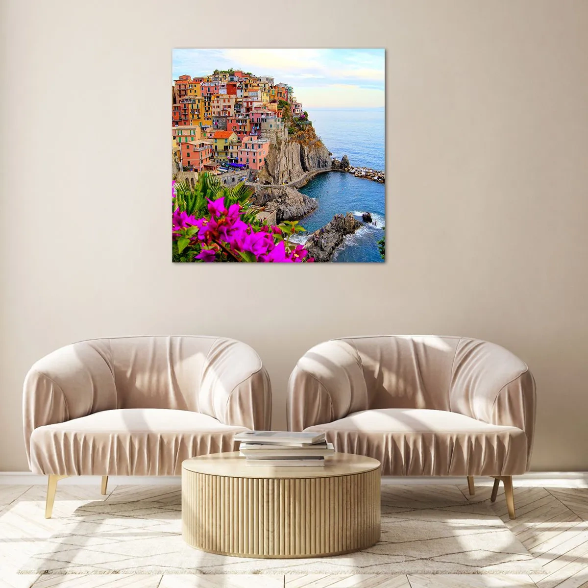 Quadro su vetro - La città che ride - 30x30 cm