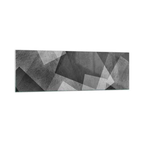 Quadro su vetro - Astrazione in bianco e nero con forme geometriche - 160x50cm - Simbolo eterno di ordine e durata - Decorazione murale moderna per soggiorno e camera da letto ARTTOR
