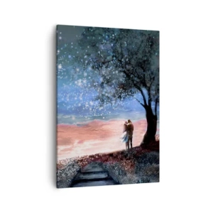 Quadro su tela - Stampe su Tela - Scena romantica di coppia sotto la luna piena - 50x70cm - Lo spettacolo delle stelle - Decorazione murale moderna per soggiorno e camera da letto ARTTOR