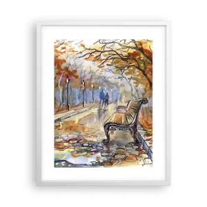 Poster in cornice bianca - Passeggiando insieme l'autunno - 40x50 cm