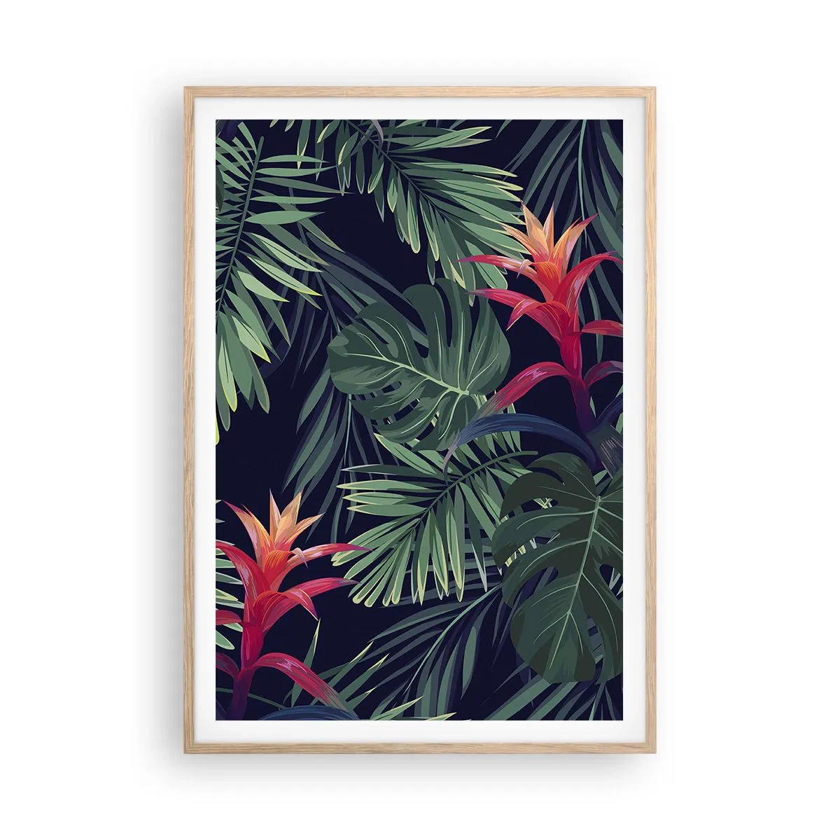 Poster in cornice rovere chiaro - Fiammante nel verde - 70x100 cm