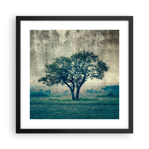 Poster in cornice nera - Un melo su un prato blu? - 40x40 cm