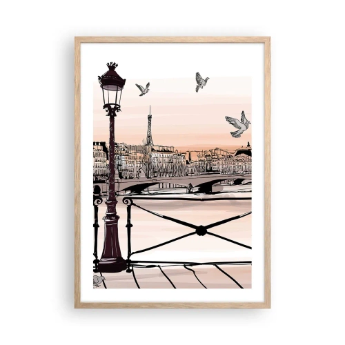 Poster in cornice rovere chiaro - Sui tetti di Parigi - 50x70 cm