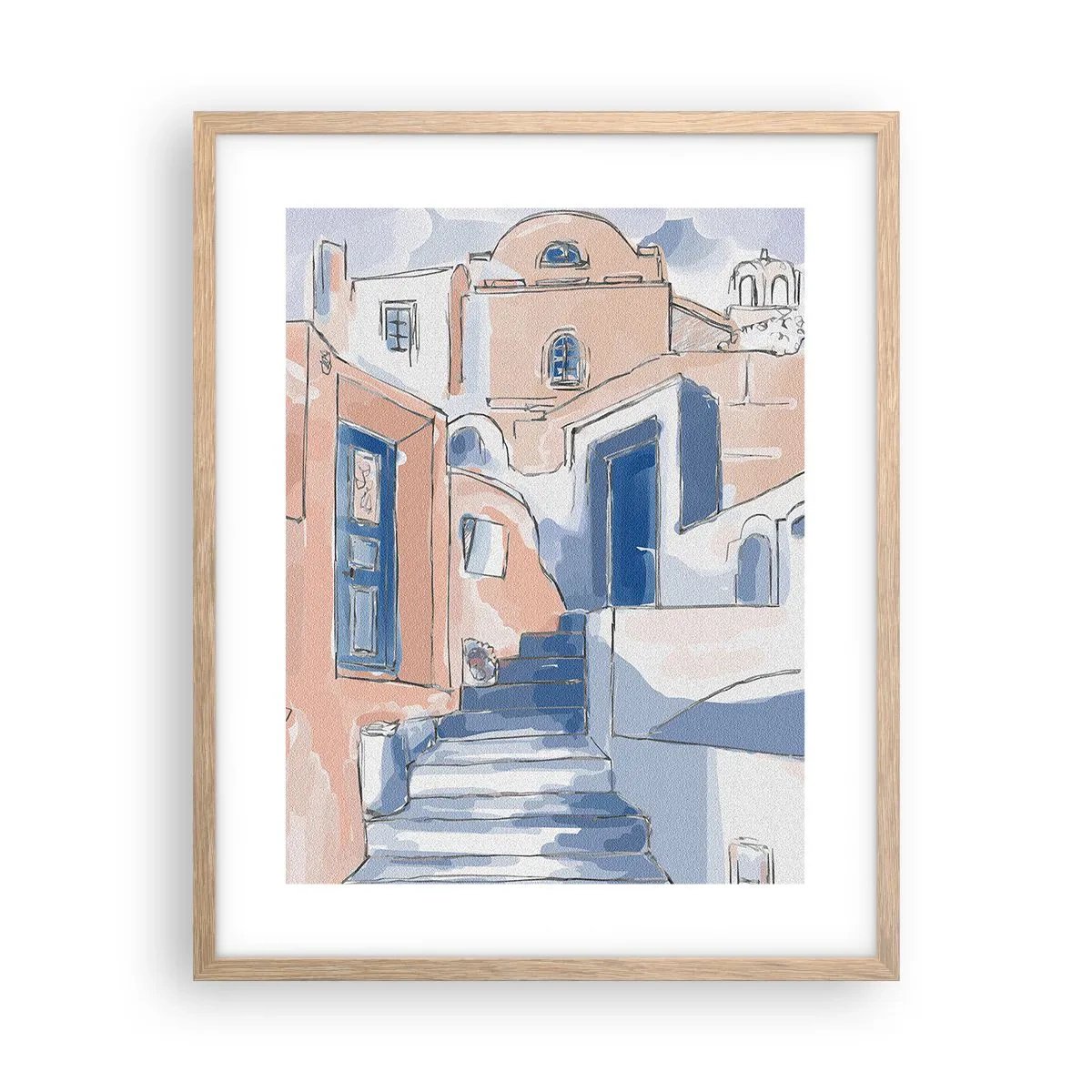 Poster in cornice rovere chiaro - Città esotica - 40x50 cm