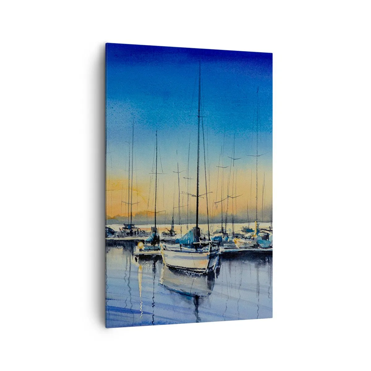 Quadro su tela - Stampe su Tela - Porto degli yacht al tramonto con riflessi sull'acqua - 80x120cm - La fine di una buona giornata - Decorazione murale moderna per soggiorno e camera da letto ARTTOR