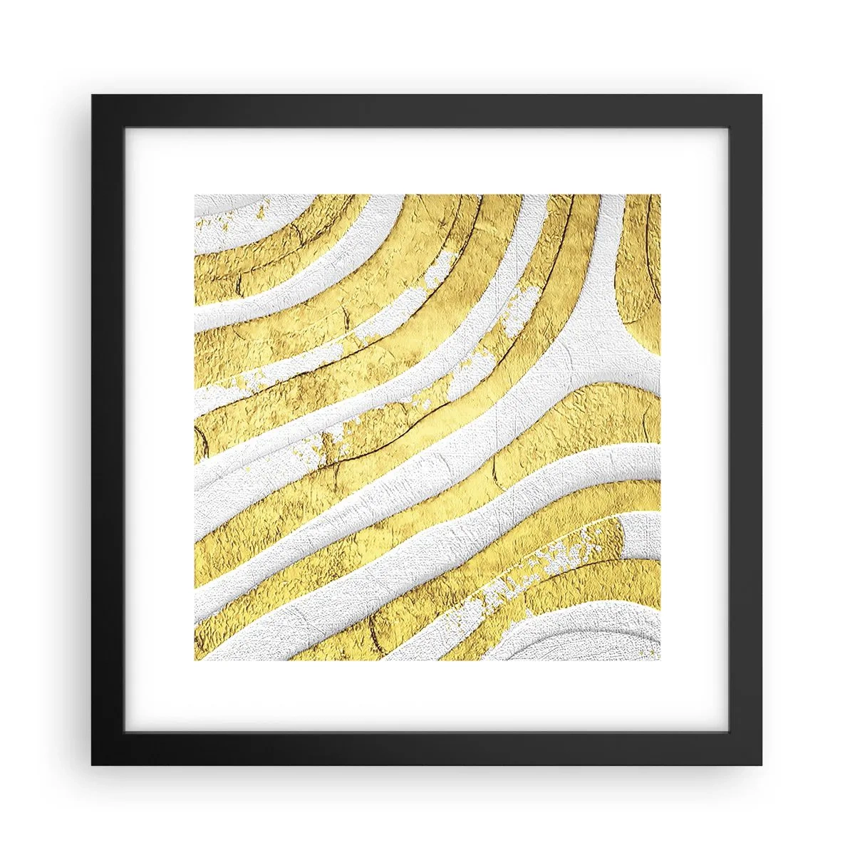 Poster in cornice nera - Composizione in bianco e oro - 30x30 cm
