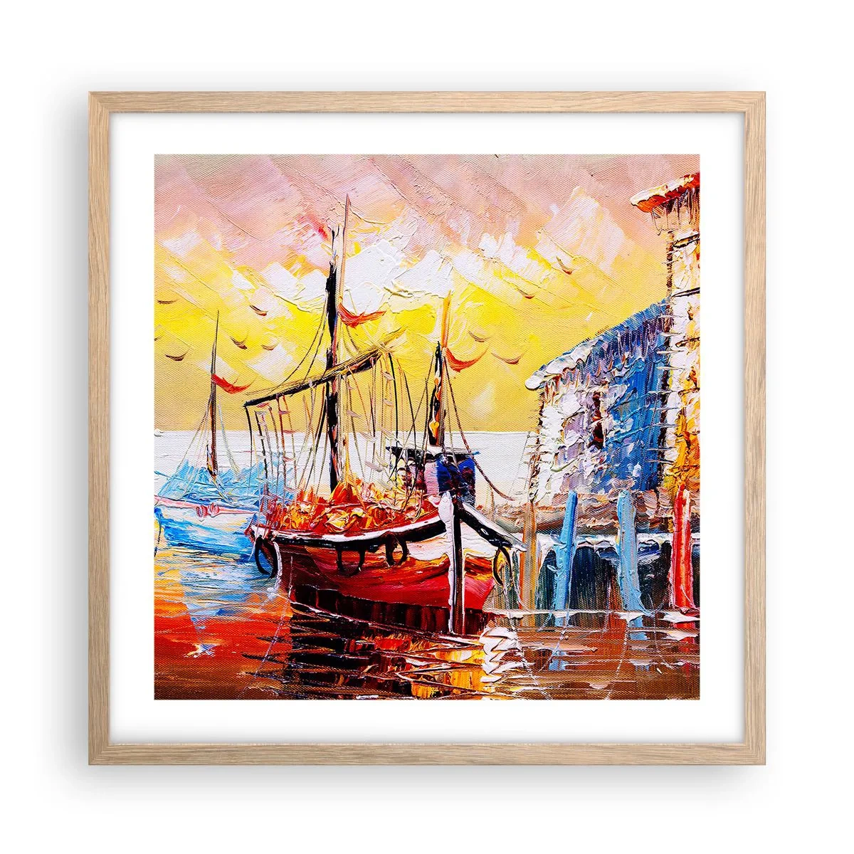 Poster in cornice rovere chiaro - Ritorno felice - 50x50 cm