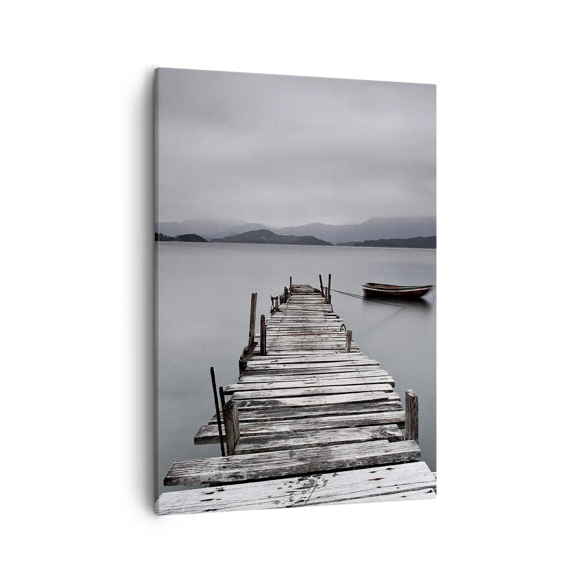 Quadro su tela - Stampe su Tela - Un ponte di legno che conduce alla superficie calma del lago - 50x70cm - Domani puoi partire - Decorazione murale moderna per soggiorno e camera da letto ARTTOR