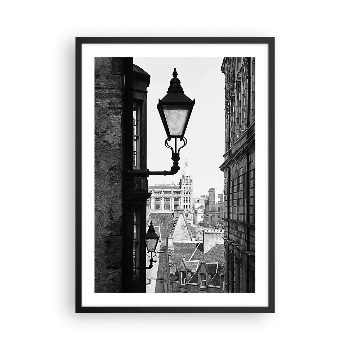 Poster in cornice nera - Il fascino delle strade strette - 50x70cm - Il racconto di Edimburgo - Decorazione murale moderna per soggiorno e camera da letto ARTTOR