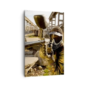 Quadro su tela - Stampe su Tela - Un giocatore di paintball in tenuta mimetica che mira a un marcatore - 80x120cm - Anche tu puoi essere un eroe - Decorazione murale moderna per soggiorno e camera da letto ARTTOR