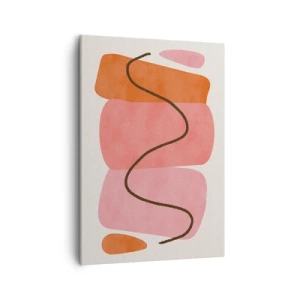 Quadro su tela - Stampe su Tela - Forme astratte nelle tonalità del rosa e dell'arancione - 50x70cm - Il delicato movimento delle forme - Decorazione murale moderna per soggiorno e camera da letto ARTTOR