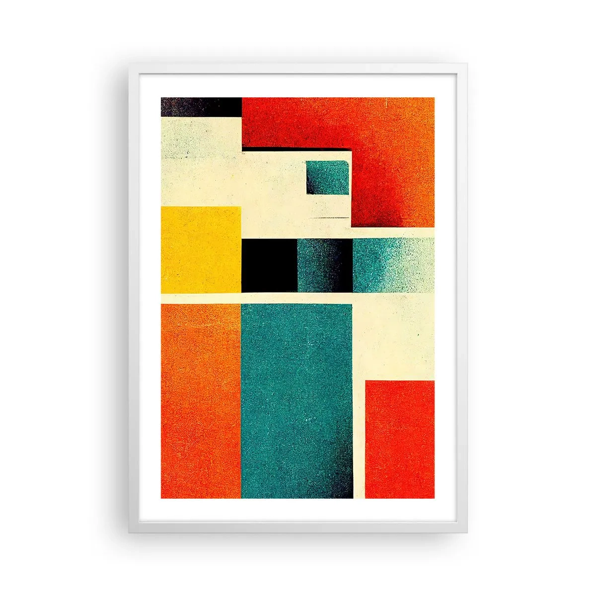 Poster in cornice bianca - Astrazione geometrica: energia buona - 50x70 cm