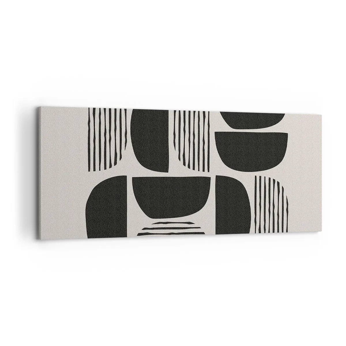 Quadro su tela - Stampe su Tela - Geometria con semicerchi e linee in nero su sfondo chiaro - 120x50cm - Sistemi di metà - Decorazione murale moderna per soggiorno e camera da letto ARTTOR