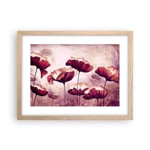 Poster in cornice rovere chiaro - Petalo rosso e bianco - 40x30 cm