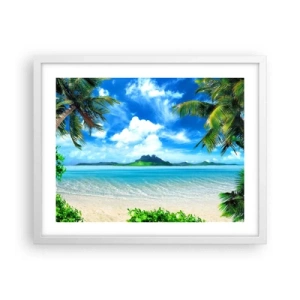 Poster in cornice bianca - L'azzurro dei tropici - 50x40 cm