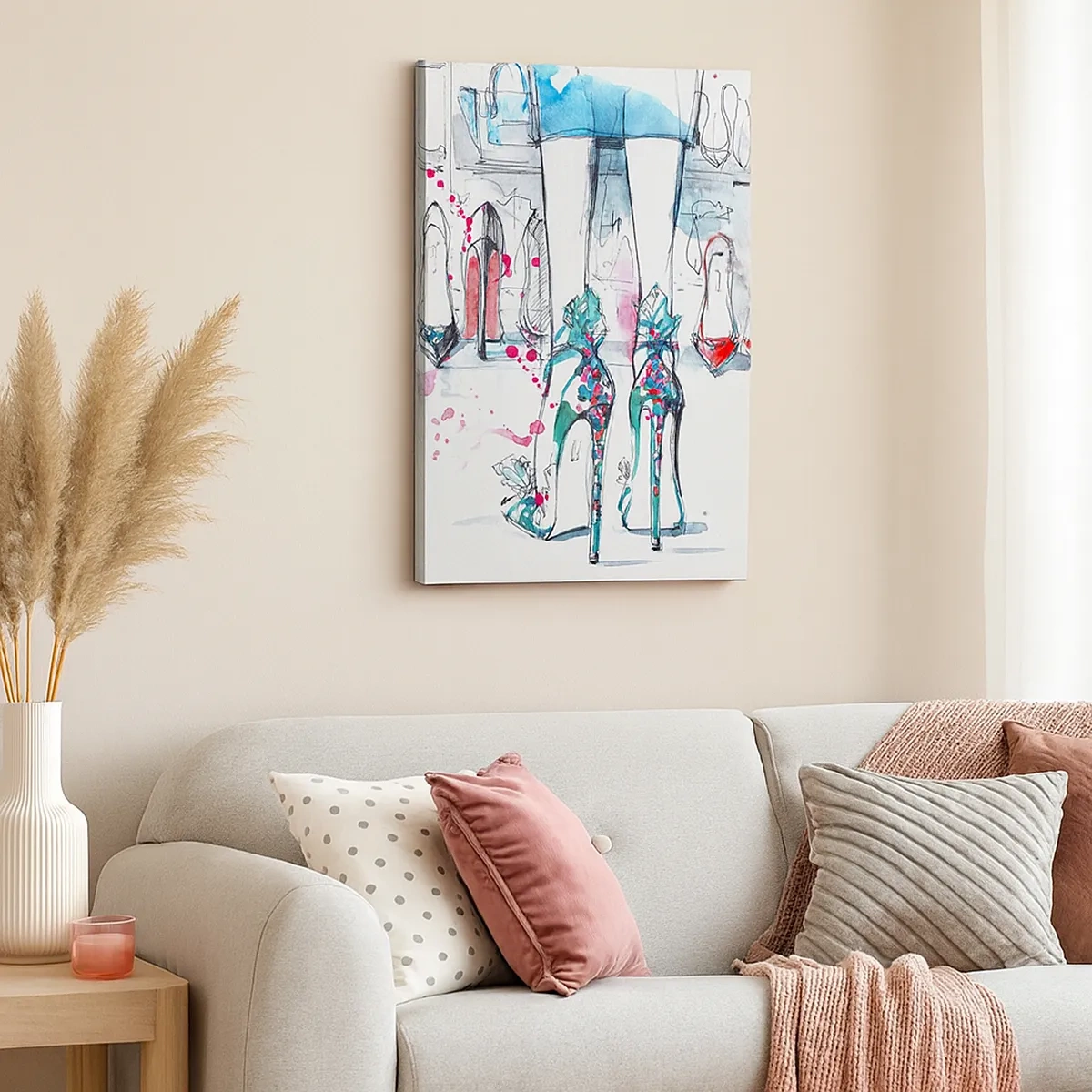 Quadro su tela - Stampe su Tela - Grafica artistica con tacchi alti e accessori - 50x70cm - Apriti sesamo - Decorazione murale moderna per soggiorno e camera da letto ARTTOR