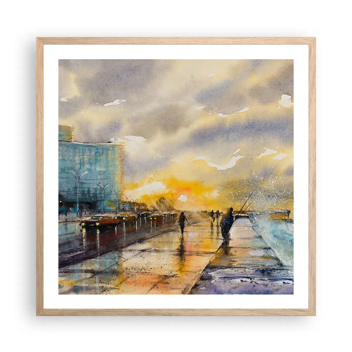 Poster in cornice rovere chiaro - Vita sulla costa - 60x60 cm