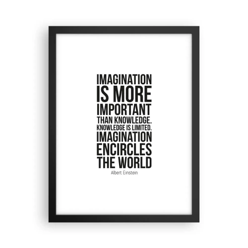 Poster in cornice nera - Einstein sul potere dell'immaginazione - 30x40 cm