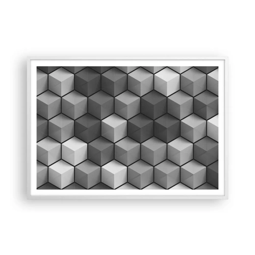 Poster in cornice bianca - Puzzle cubista - 100x70 cm
