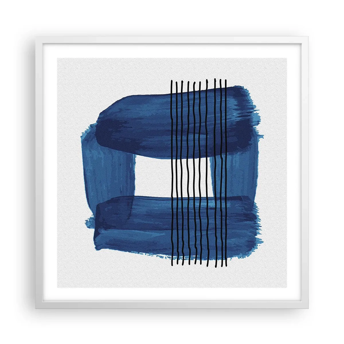 Poster in cornice bianca - Composizione blu e nera - 60x60 cm