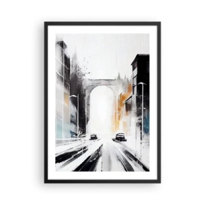 Poster in cornice nera - Panorama urbano astratto con un arco monumentale - 50x70cm - Studio di città: architettura e movimento - Decorazione murale moderna per soggiorno e camera da letto ARTTOR