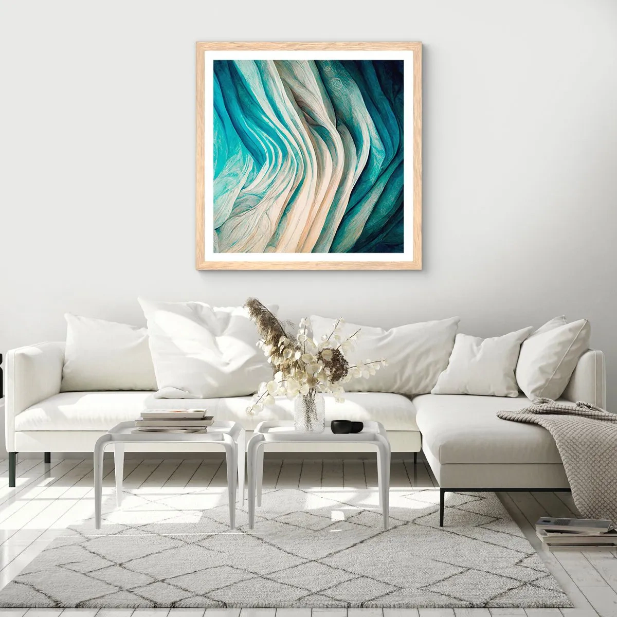 Poster in cornice rovere chiaro - Blu insaziabile - 30x30 cm