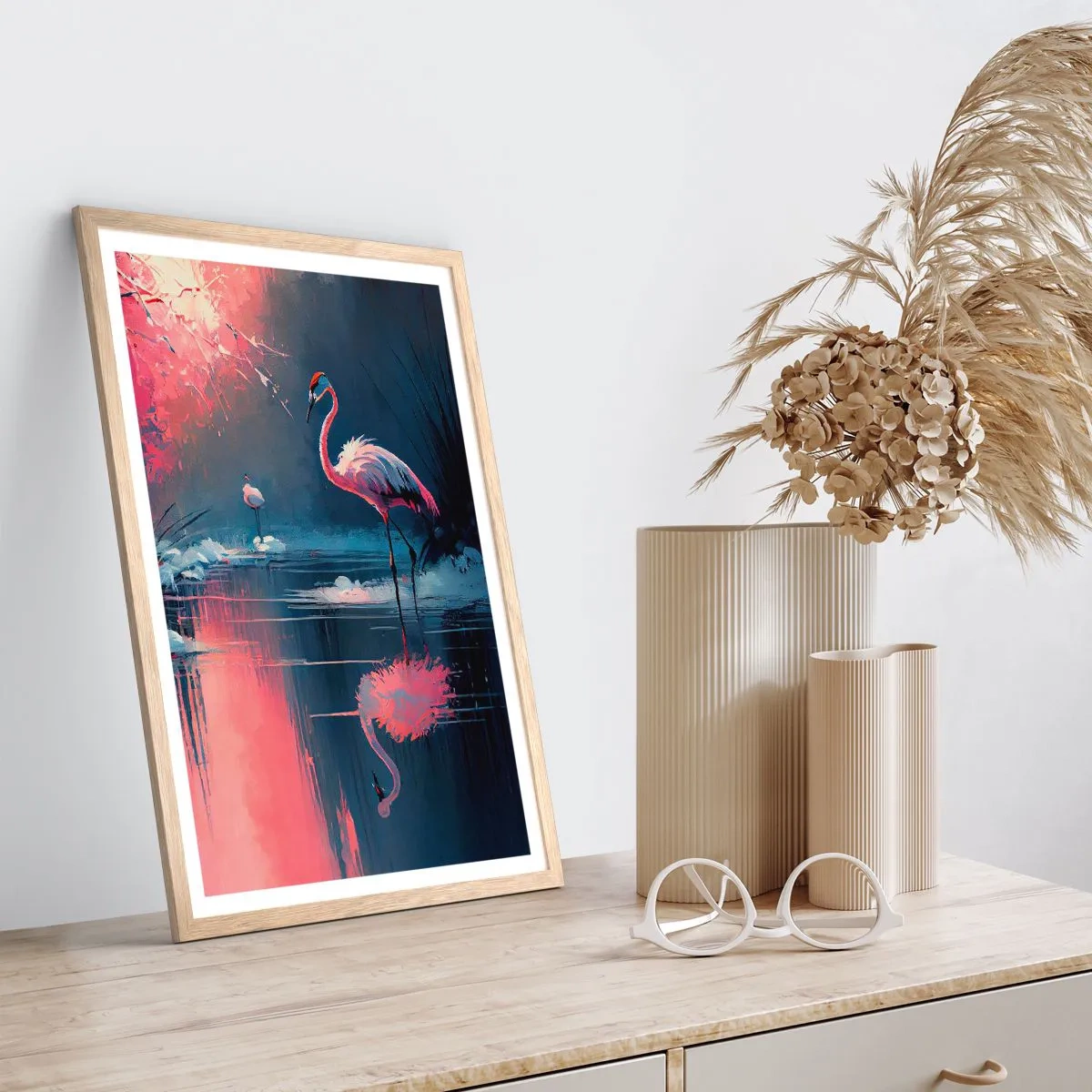 Poster in cornice rovere chiaro - L'eremo degli uccelli - 30x40 cm