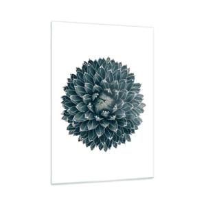 Quadro su vetro - Motivo simmetrico di pianta succulenta su sfondo bianco - 50x70cm - La stella del deserto - Decorazione murale moderna per soggiorno e camera da letto ARTTOR