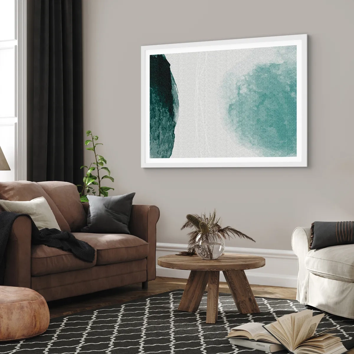 Poster in cornice bianca - Incontro con la nebbia - 91x61 cm