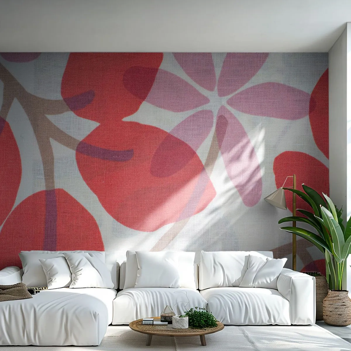 Fotomurali Autoadesivo Deluxe Sticker - Composizione di fiori in rosa - Boho, Fiori, Minimalismo - 500x350 cm