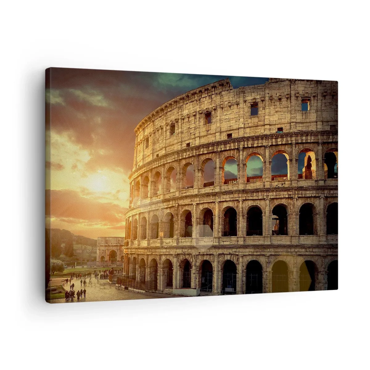 Quadro su tela - Stampe su Tela - Il Colosseo a Roma al tramonto - 70x50cm - Impressione colossale - Decorazione murale moderna per soggiorno e camera da letto ARTTOR