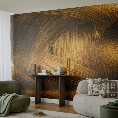 Fotomurali Premium Canvas - Nel labirinto d'oro - Astrazione, Pezzo, Oro - 250x175 cm