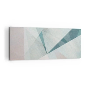 Quadro su tela - Stampe su Tela - Forme geometriche in tonalità pastello di blu e grigio - 120x50cm - Con calma ma dinamicamente - Decorazione murale moderna per soggiorno e camera da letto ARTTOR