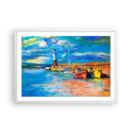 Poster in cornice bianca - Pomeriggio nell'insenatura multicolore - 70x50 cm