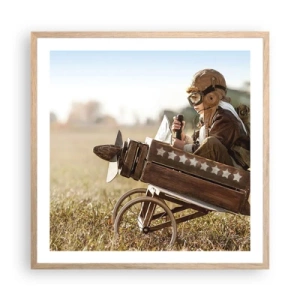 Poster in cornice rovere chiaro - Decollo verso i sogni - 60x60 cm