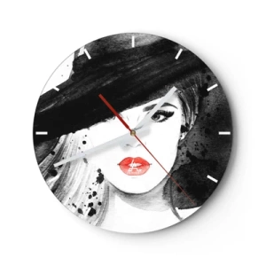 Orologio da parete - Orologio in Vetro - Donna in nero - 40x40 cm