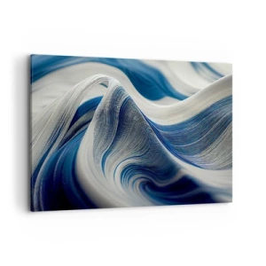 Quadro su tela - Stampe su Tela - Onde astratte nei toni del blu e del bianco - 100x70cm - Fluidità di blu e di bianco - Decorazione murale moderna per soggiorno e camera da letto ARTTOR