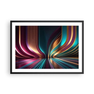 Poster in cornice nera - Astrazione futuristica con colori intensi e curve - 70x50cm - Architettura di luce - Decorazione murale moderna per soggiorno e camera da letto ARTTOR